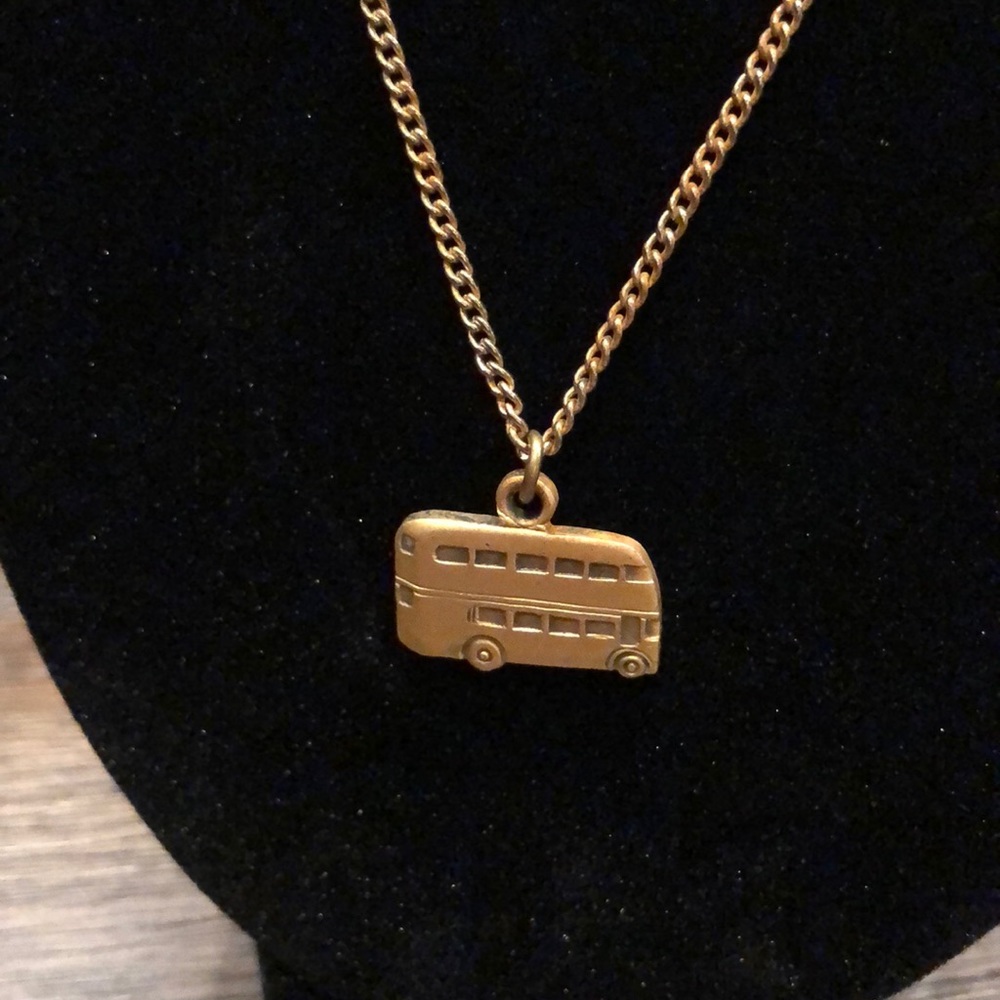Double Decker Trolly Gold Charm Necklace